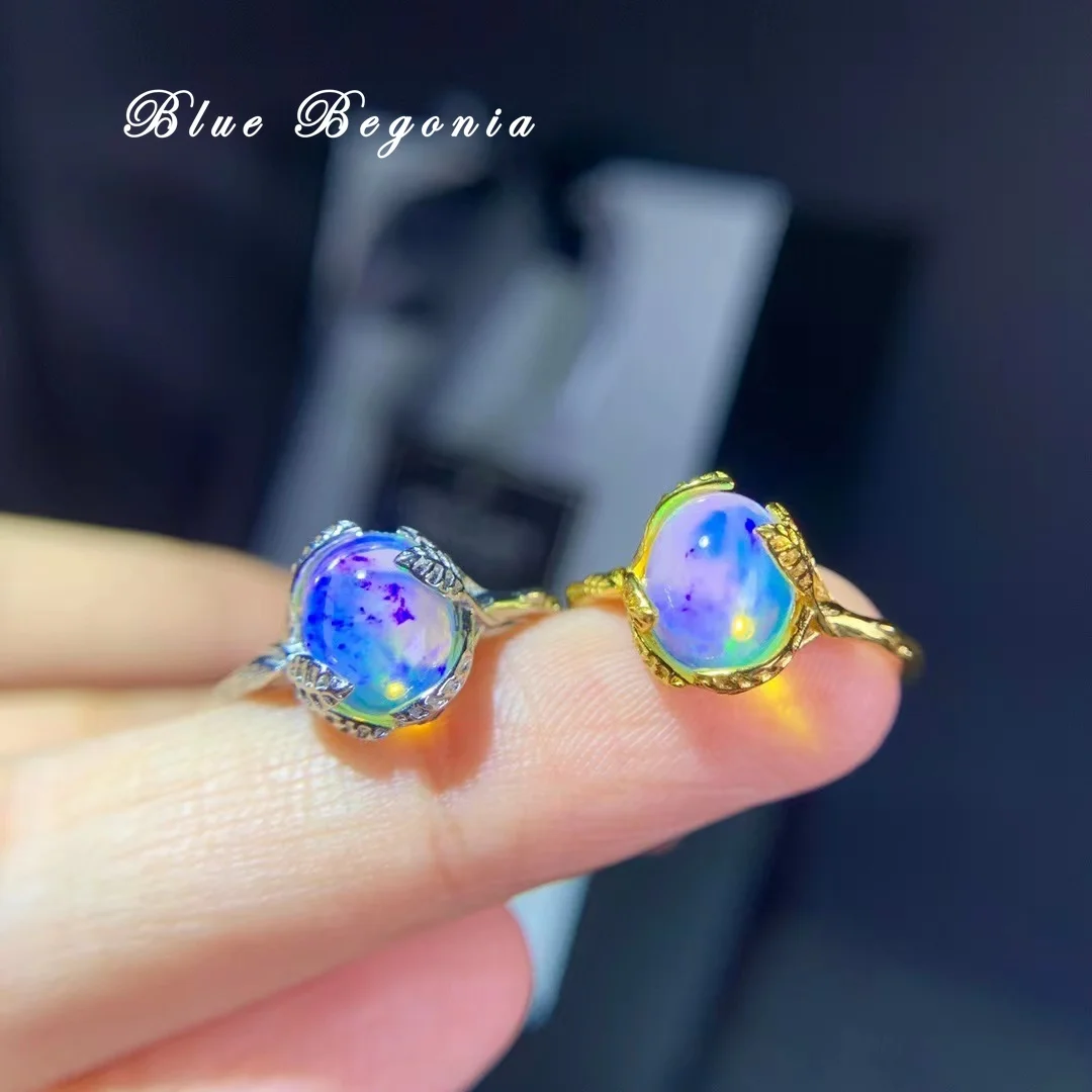 

7*9MM Natural Opal Ring Real 925 Sterling Silver Fine Jewelry Rings for Women Anniversary Gift