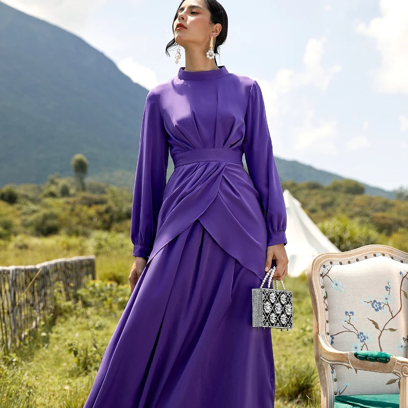 Muslim Fashion Hijab Dress Purple Vestidos Abaya Dubai Turkey Islam Clothing African for Women De Moda Ramadan Ropa Mujer 2022