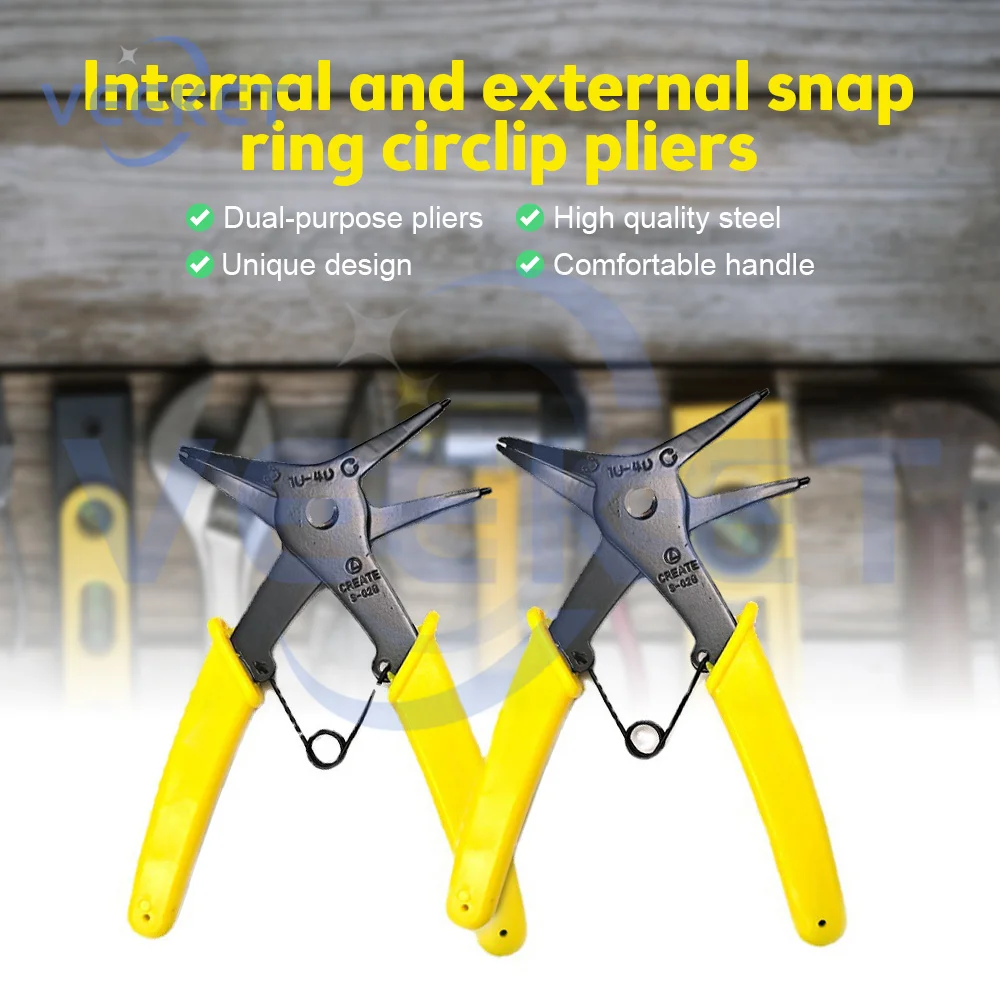

1PCS Dual Purpose Spring Clamp Removable Inner and Outer Ring High Quality High Carbon Steel Snap Ring Remover Tool pliers