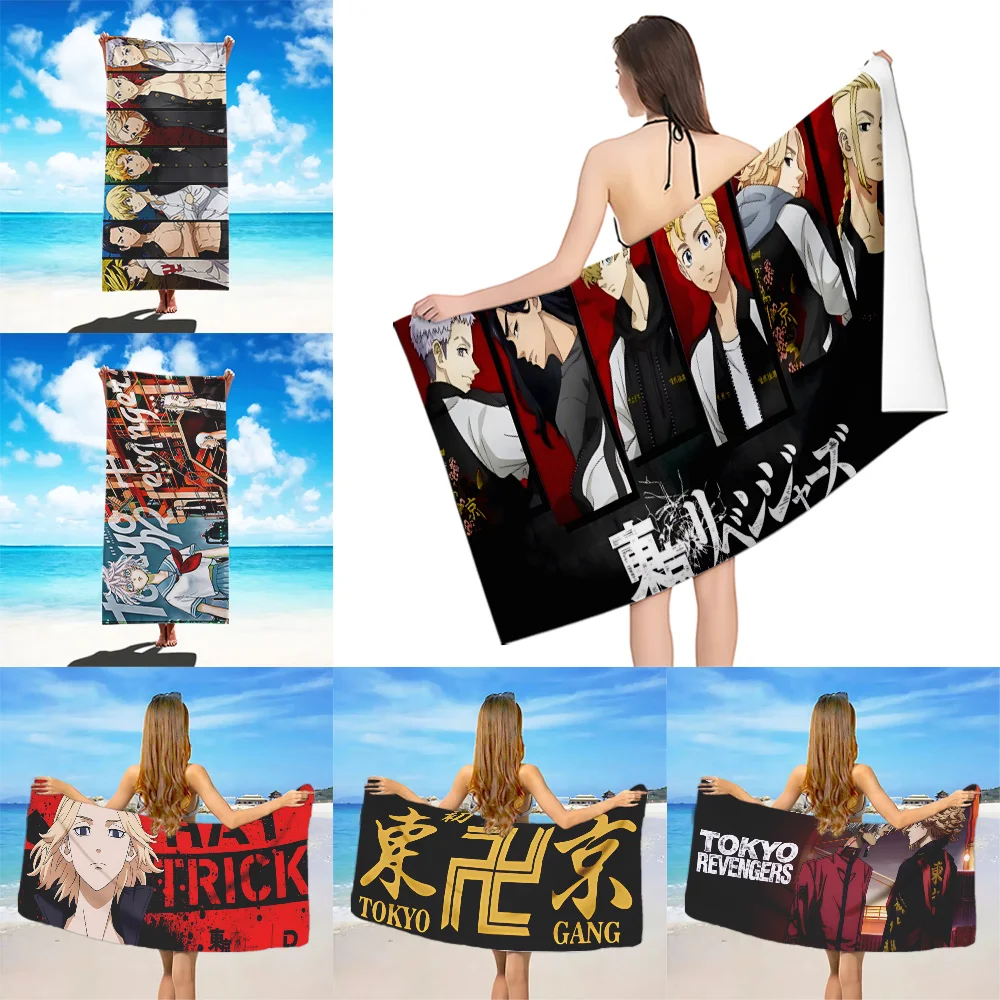 Пляжное полотенце в стиле аниме Токио Мстители из микрофибры быстросохнущее