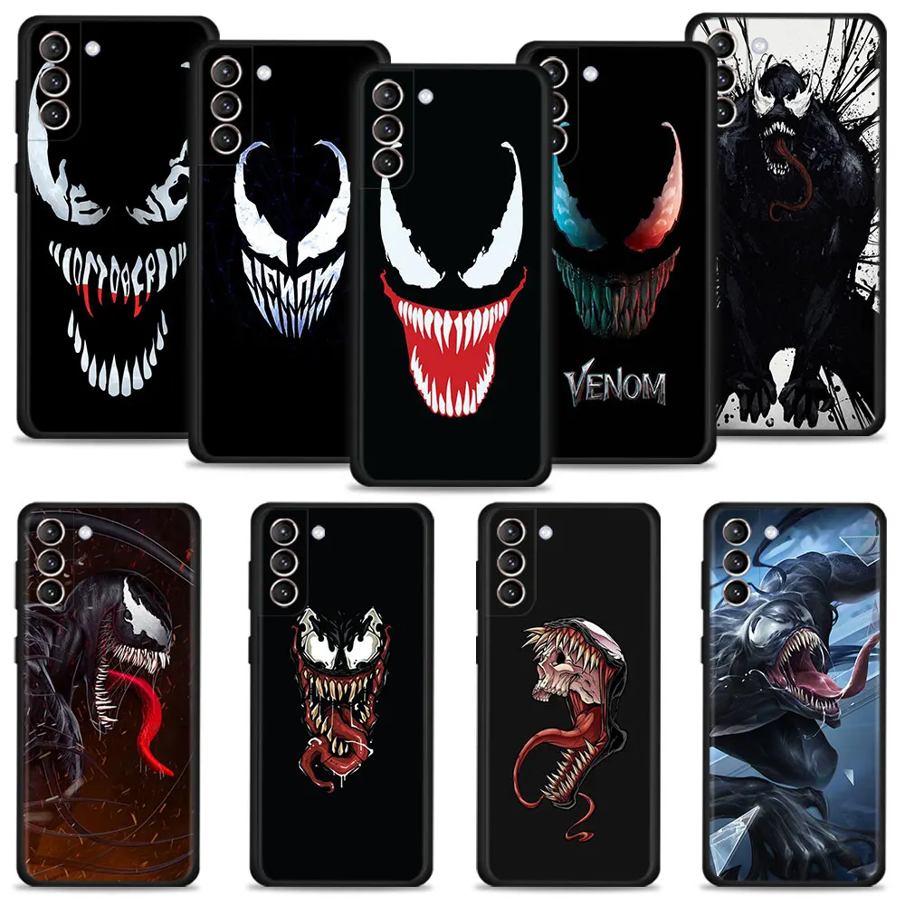 Phone Case For Samsung Galaxy S22 S21 S20 Ultra FE S10 S9 S8 Plus S10e Note 20Ultra 10Plus Silicone Cover Marvel Venom Hero Logo