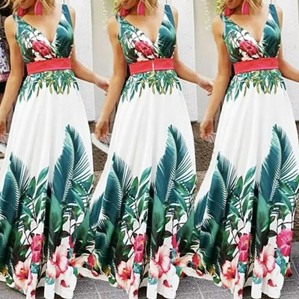 

Summer Elegant Casual Women's Dresses/Dress For Women 2022 V-Neck Loose Fit Plus Size Flower Print Long Dress for Holiday