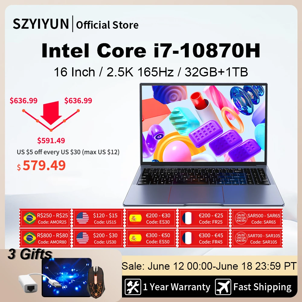 

Игровой ноутбук, 16 дюймов, 2,5 K, Intel Core i7-10870H IPS HD экран, игровой ноутбук, компьютер 32 ГБ + 1 ТБ, офисный дизайн, ПК, Windows 10 11
