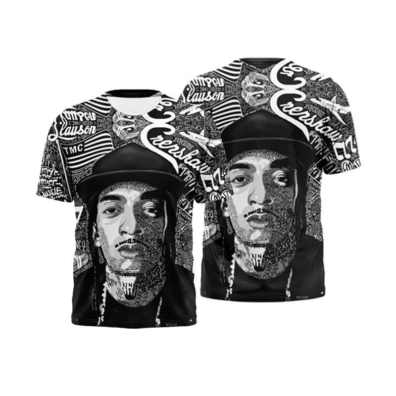 

D T-shirt men and women fashion personality short-sleeved O-neck character printing casual Harajuku T-shirt children's top