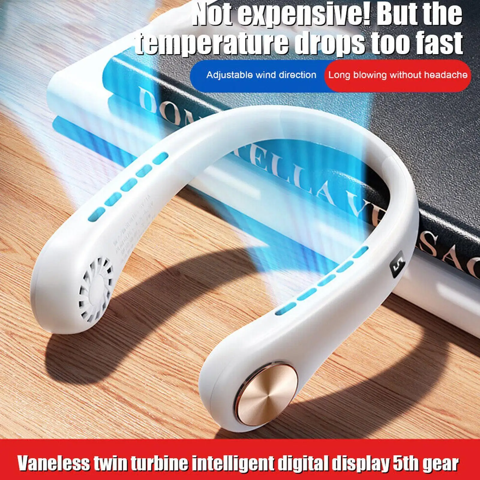 

Usb 1800mah Led Digital Display Hanging Neck Fan Portable Summer Travel Neckband Bladeless Sports Air F Leafless Outdoor Co W2t9