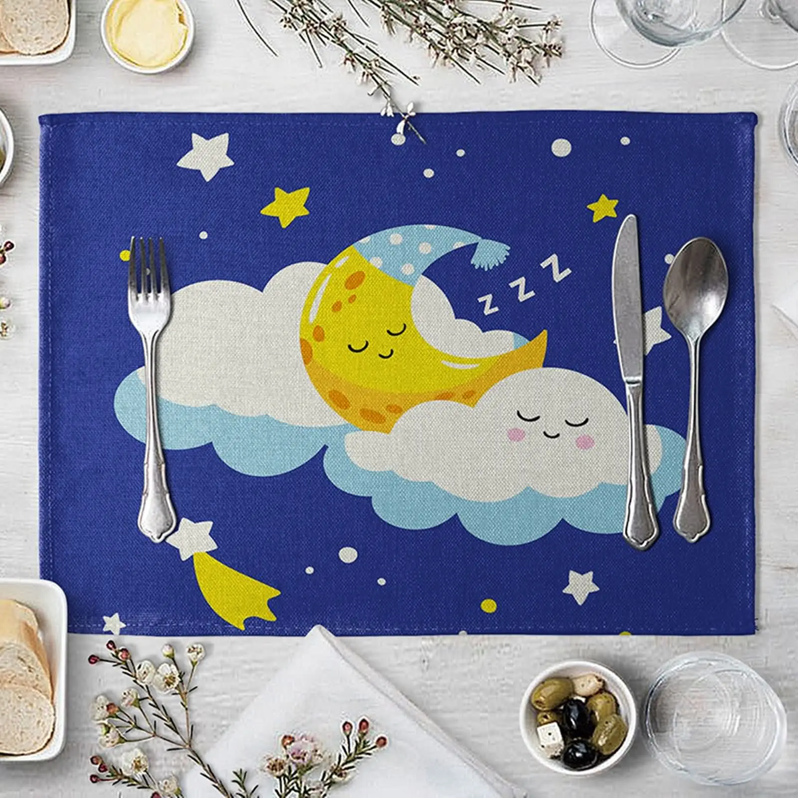 

Набор современных салфеток, хлопково-льняные синие и белые столовые приборы, Квадратные Коврики в стиле урбан-бунгало, Осенние Квадратные К...