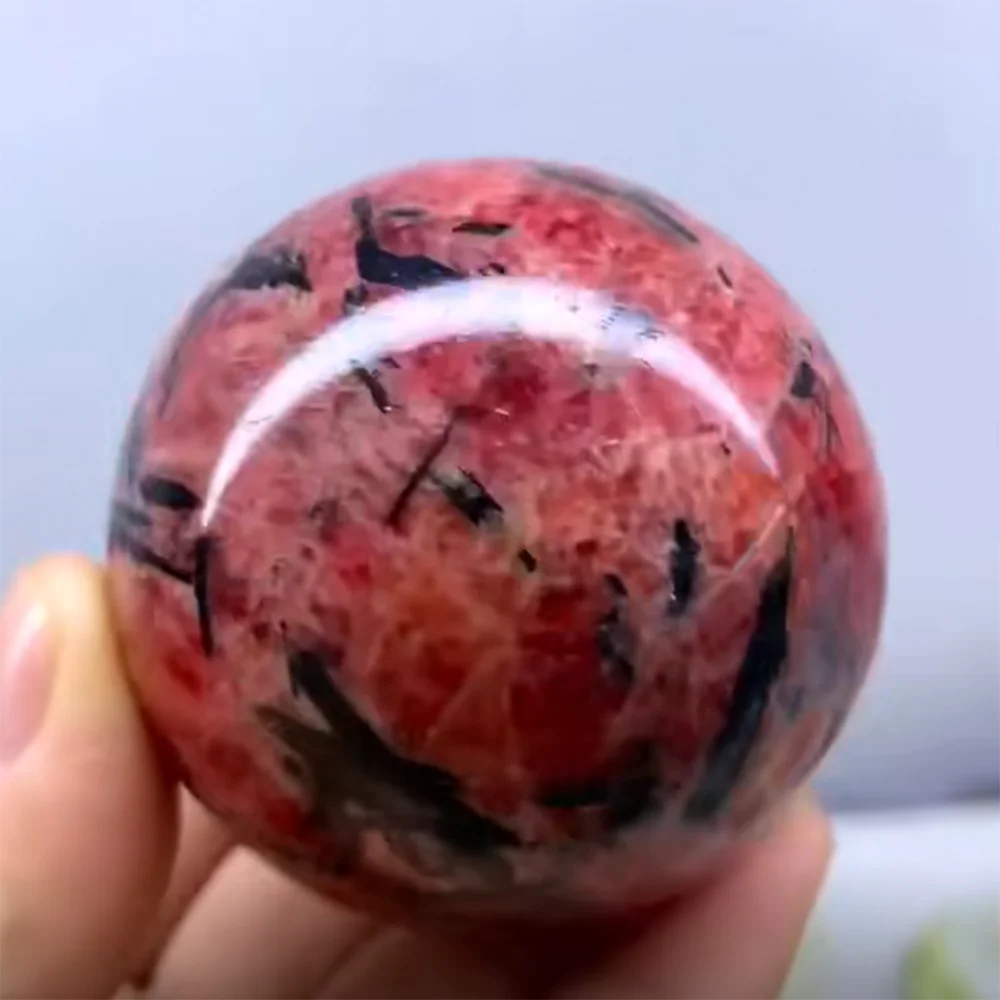 

1 Pcs High Quality Tourmaline Rhodonite Symbiosis Ball Healing Crystal Sphere Natural Ore Polishing Stone For Home Decor