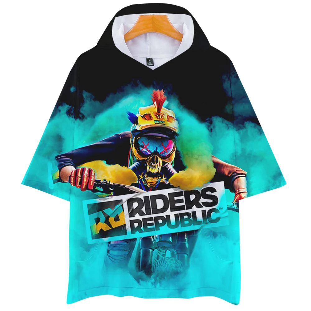 

Riders Republic Game Hooded Tshirt Women Men's Tshirts Unisex Short Sleeve Tee Harajuku Streetwear 90s Youthful Summer Clothes