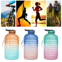 3 78l motivational water bottle time marker plastic leakproof gradient straws jug portable fitness outdoor sports water bottle