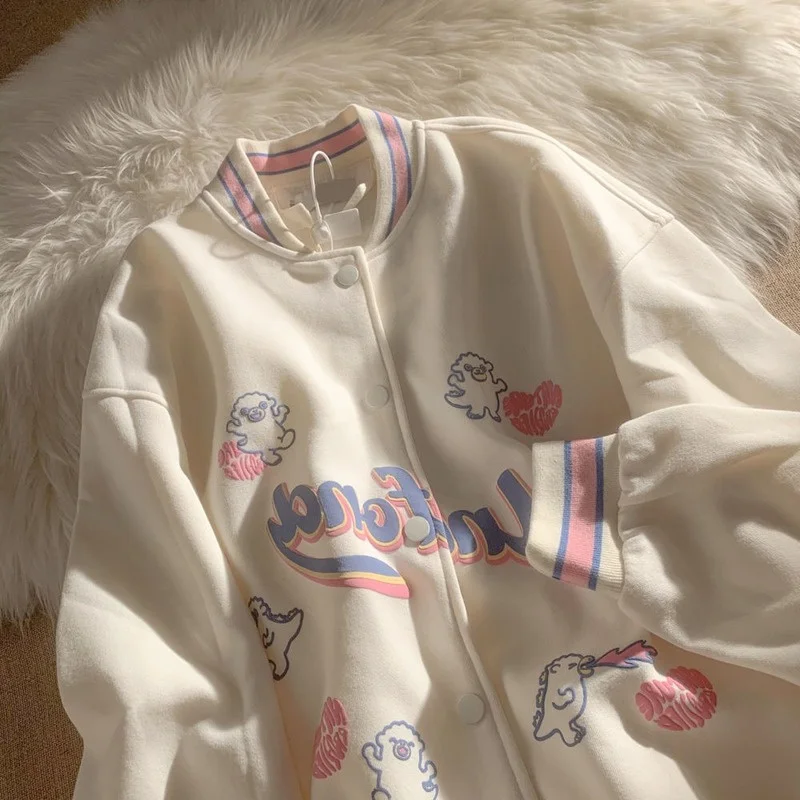 

Винтажная милая и милая дизайнерская нишевая куртка y2k с надписью Sense, бейсбольная форма, женские новые корейские пальто на осень и зиму для женщин
