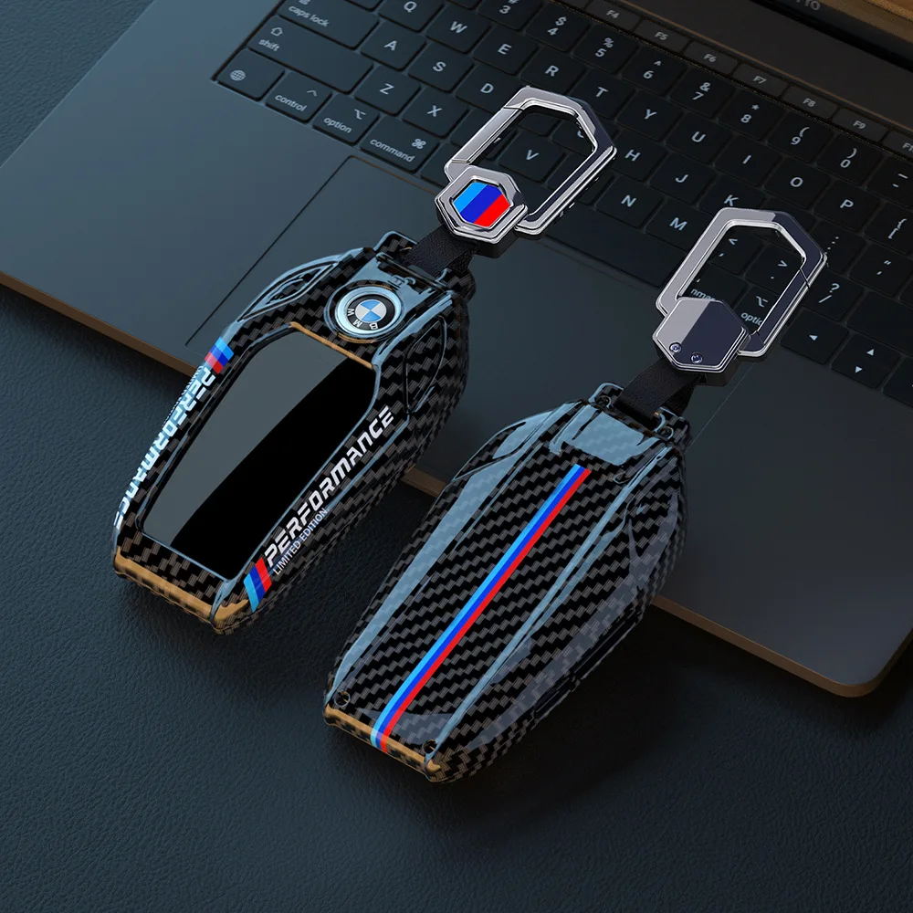 

New Carbon Fiber Style Car Key Case Cover Shell For BMW F20 G20 G30 X1 X3 X4 X5 G05 X6 Accessories Car Bracket Keychain Protect