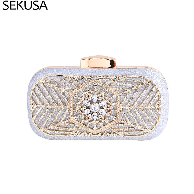 

2022 Diamond Evening Clutch Bag For Women Wedding Golden Clutch Purse Chain Shoulder Bag Small Party Handbag With Metal Handle