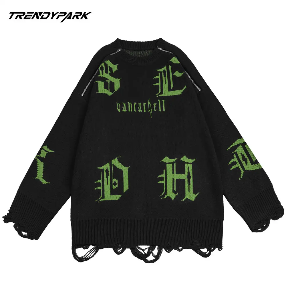 

Свитер AAAMen в стиле хип-хоп мужской, вязаный свитер с надписью, уличная одежда в стиле Харадзюку, повседневный Свитер оверсайз, осень