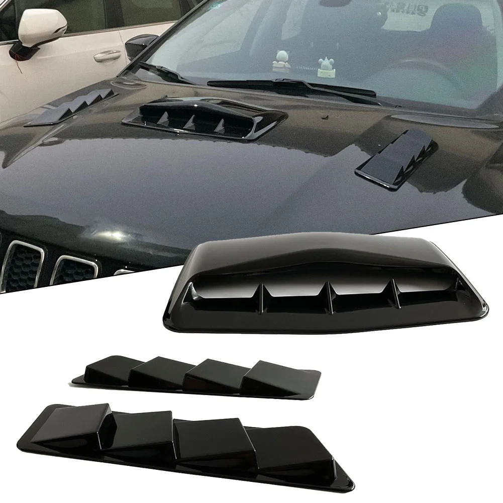 

3/1PCS Universal Car Vent Decorative Air Flow Intake Bonnet Hood Scoop Cover Set GLOSS BLACK Car Hood Vents Cover Accessories