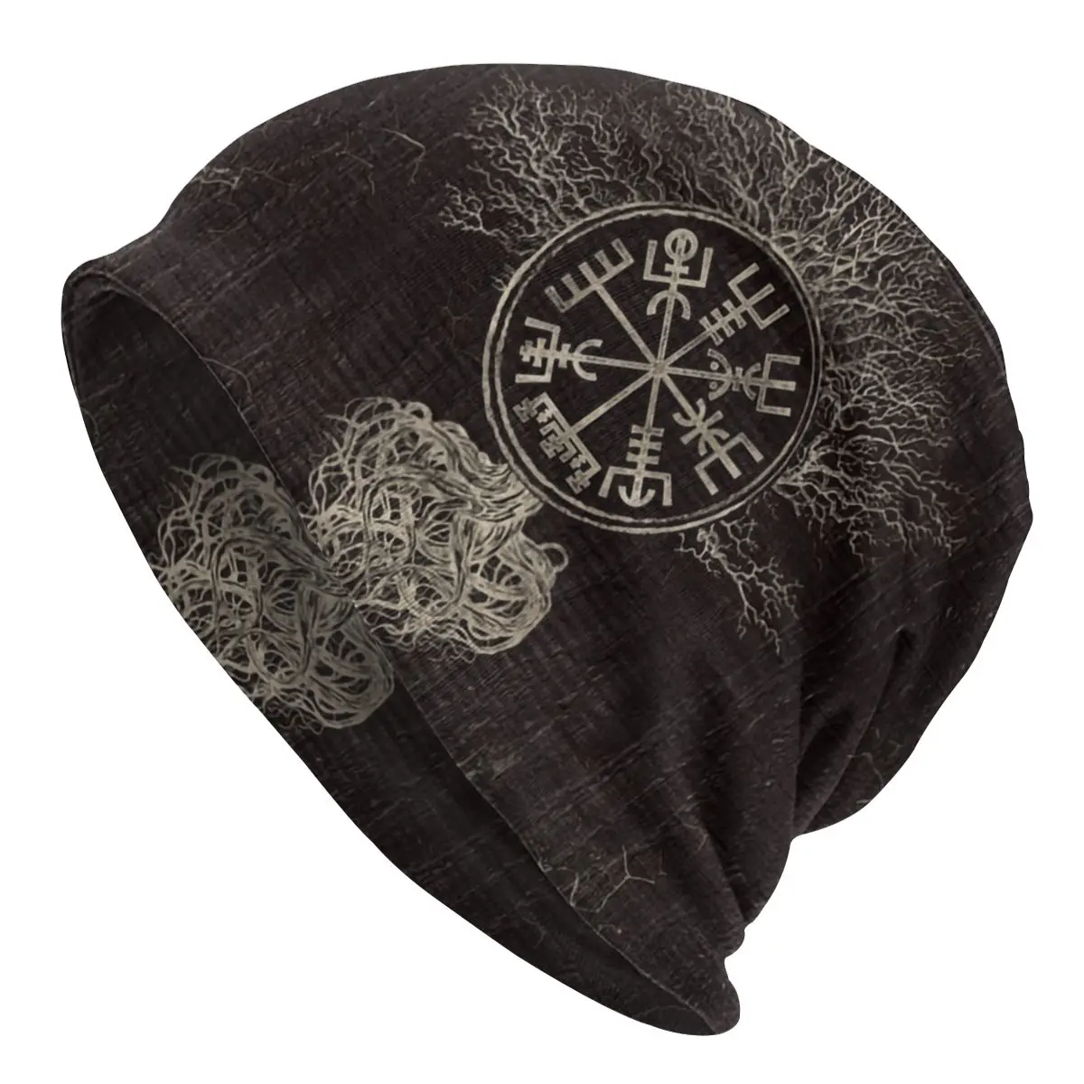 

Vegvisir And Tree Of Life Bonnet Homme Knitted Hat For Men Women Autumn Winter Warm Viking Yggdrasil Skullies Beanies Caps