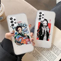 demon slayer japanese anime phone case transparent for samsung s21 ultra s20 fe s10 plus a52 a51 a12 a71 note 20