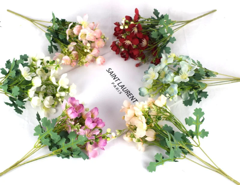 

5-fork Japanese Cherry Blossom High-end Artificial Flower Fake Flower Wedding Bouquet Art Flower Arrangement Artificial Plant