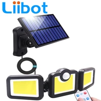 liibot solar light outdoor 171 led ip65 waterproof motion sensor lamp with remote control garden solar power wall lamp