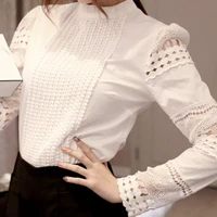 2022 lace chiffon blouse women shirt clothes casual ladies long sleeve womens tops and blouses s 5xl hook flower hollow