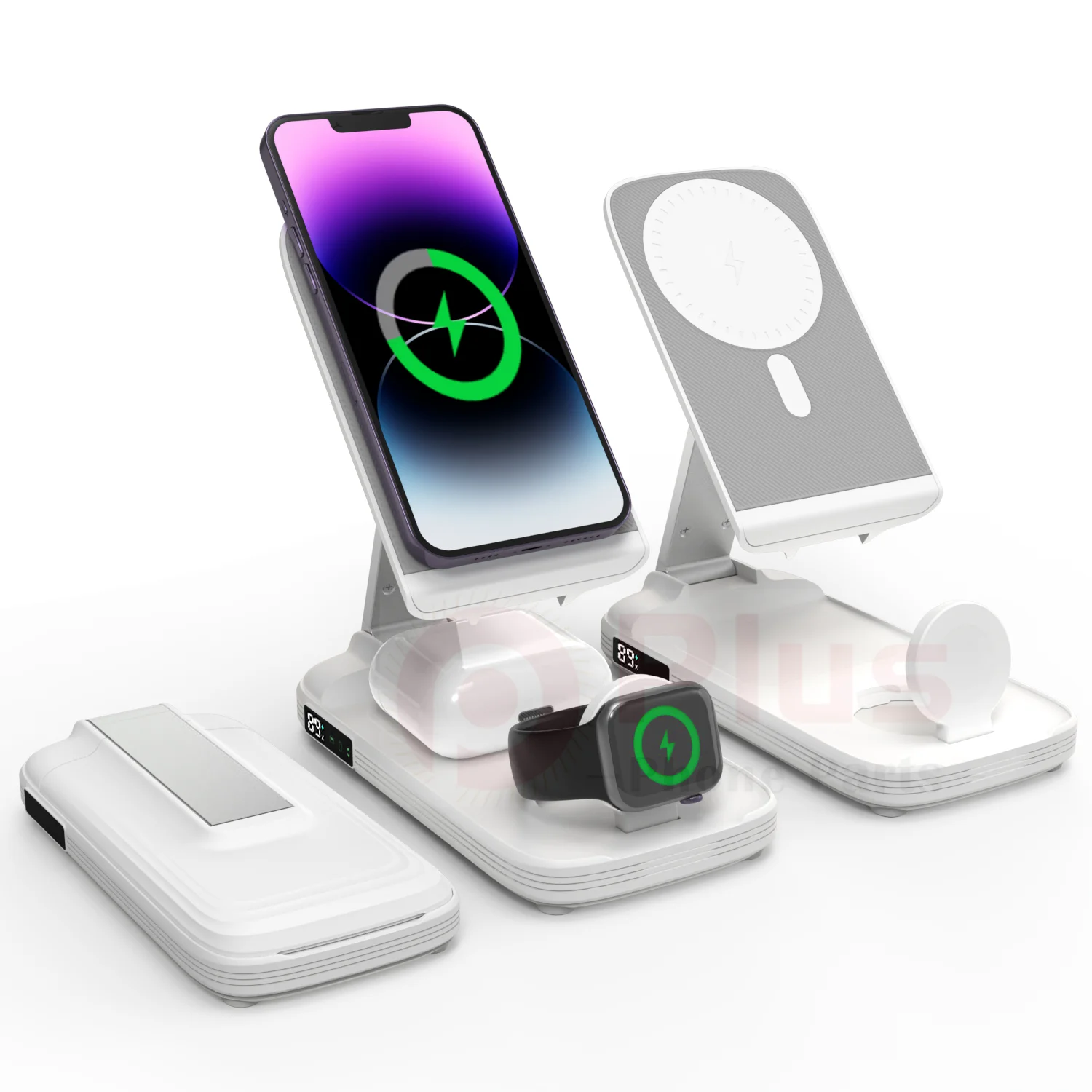 

5-in-1 Magnetic Wireless Charging Dock with 10000mAh Portable Power Bank Simultaneously Charges iPhone Smartwatch and AirPods