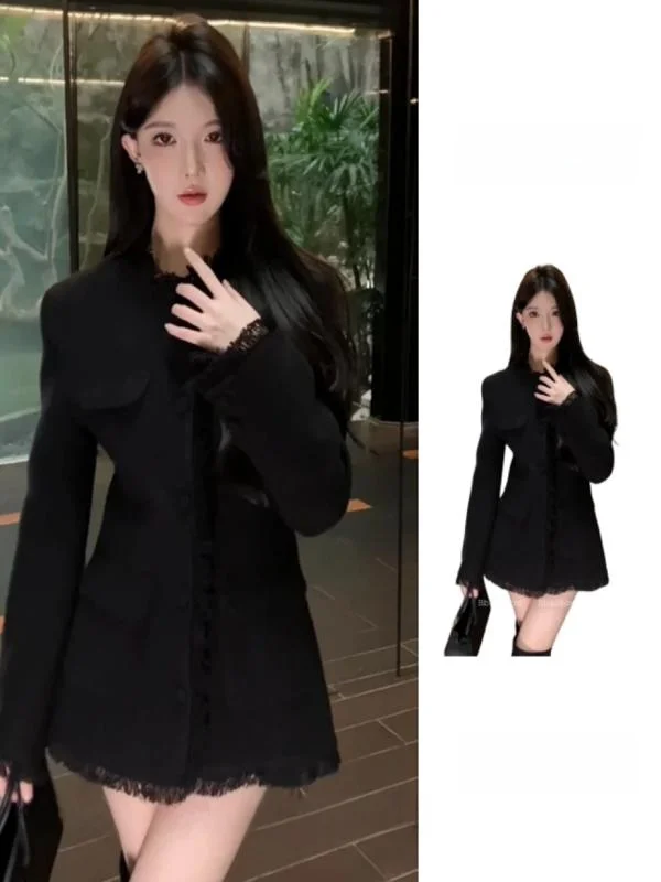 Graceful Waist Hugging Slimming Long sleeve Woolen Jacket Women clothes Autumn and Winter New Socialite High-Grade Temperamen...