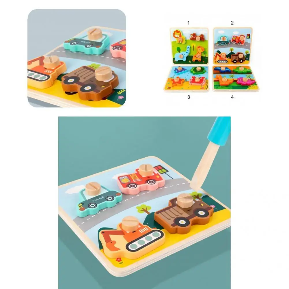 

3D Wood Puzzle Comfortable Grip Early Learning Shape Recognition Puzzle for Boys