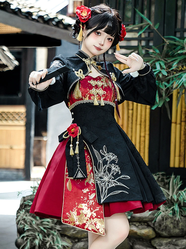 Оригинальный Лолита в китайском стиле гот Хэллоуин милые китайские элементы