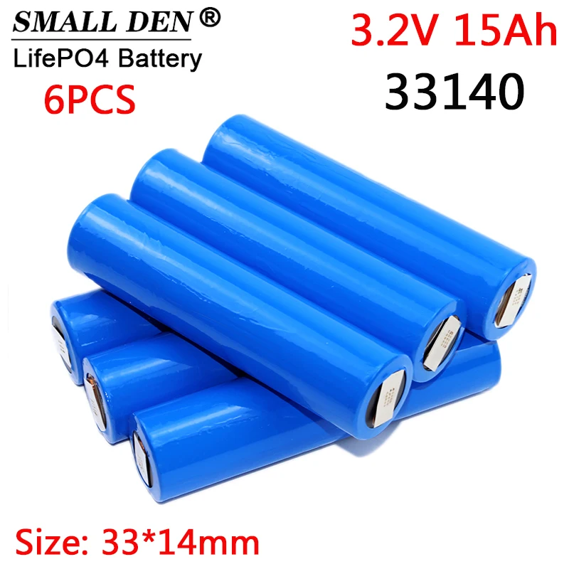 

6 шт. Lifepo4 3,2 в 15 Ач 33140 аккумулятор 5C разряд DIY 12 в 24 в 36 в 48 в LiFePO4 аккумулятор с полной емкостью из никеля
