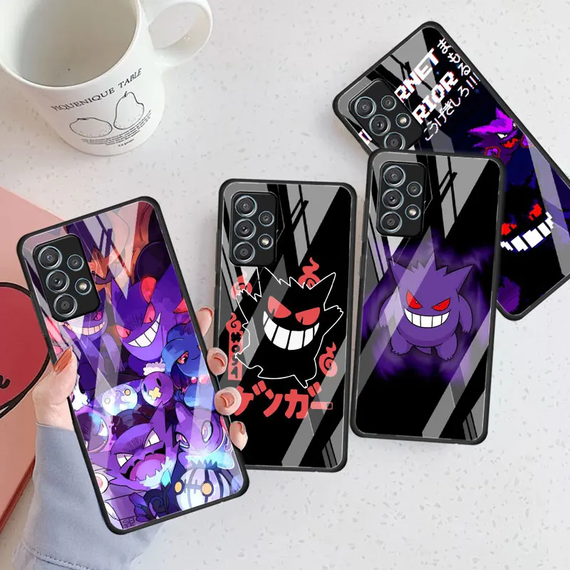

Funny Pokemon Gengar Glass Case For Samsung Galaxy A52 A53 A12 A32 A71 A33 A13 A51 A23 A32 A31 A22 Soft Phone Fundas