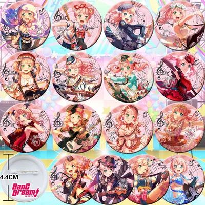 

16pcs BanG Dream Uehara Himari 44mm Badge Figure Badges Round Brooch Pin Gifts Kids Toy 3845