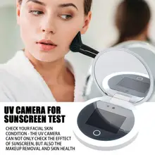 UV Camera Visualize Facial Sunscreen Makeup Mirror With Lights For Sunscreen Handheld LED Light Cosmetic Make Up Mirror