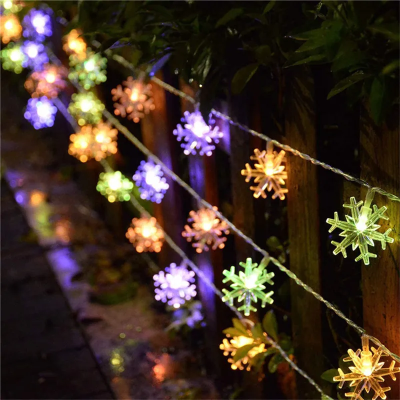 

5M 7m Snowflake LED String Lights Fairy Lights Led Light Solar-operated Garland New Year Christmas Decorations christmas lights