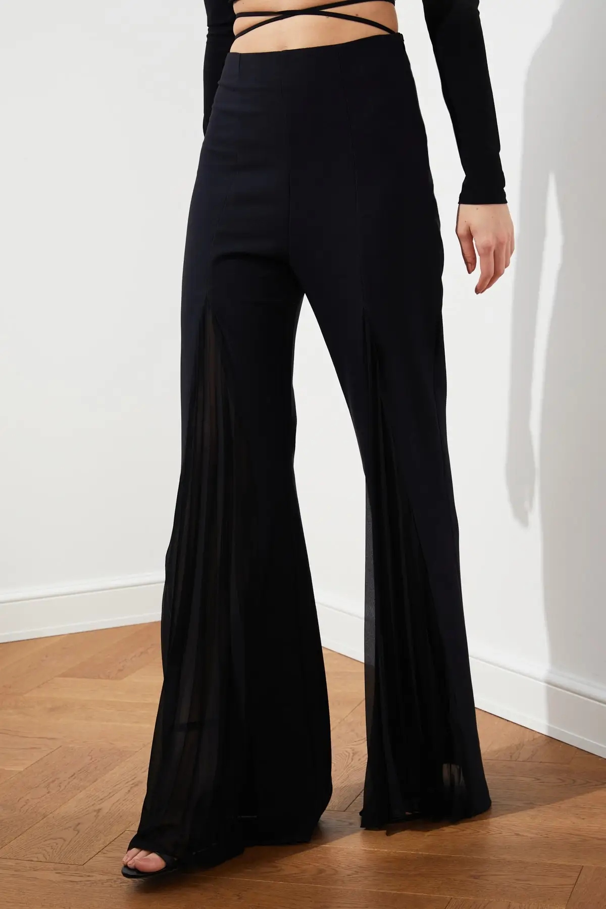 Women's Black Battery Detailed Pants TPRSS20PL0039 (Woven)