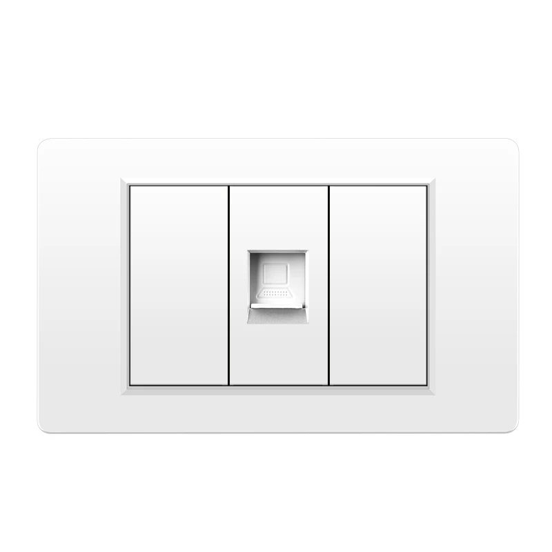 

PSSRISE 118 computer TV phone with three-hole socket American authorized brand PC panel wall switch socket white