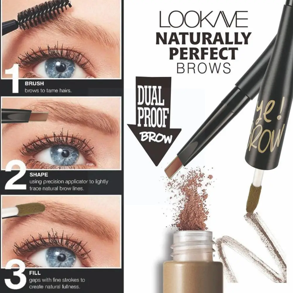 

2-in-1 Dual Pointed Eyebrow Powder Eyebrow Pencil Long Lasting Eyebrow Waterproof Spotless Makeup Fashion Cosmetic Face C3y8