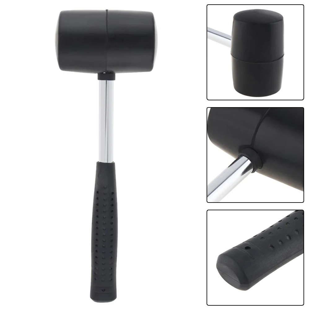 

Non-slip Handle Rubber Hammer Black+Silver Durable Knock Ergonomic Floor For Furniture Maintenance Non-elastic