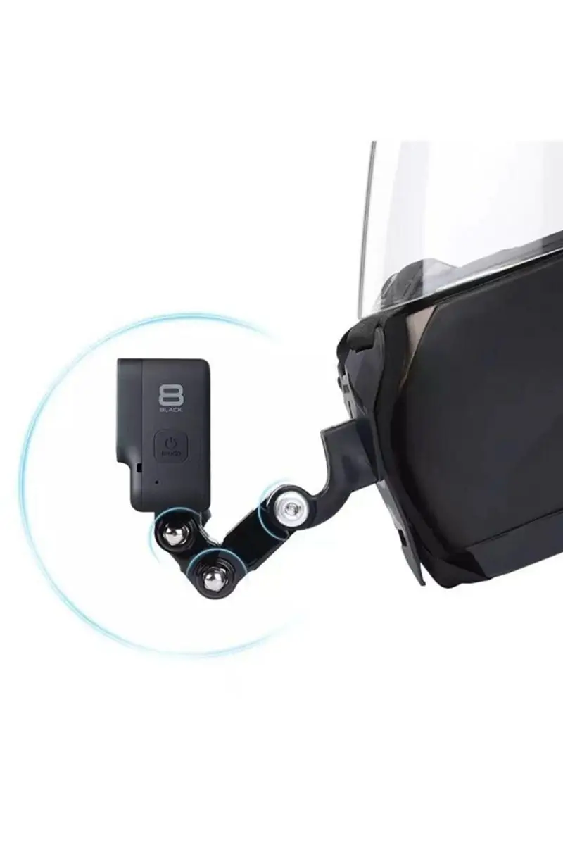 

Motorcycle helmet chin camera holding apparatus