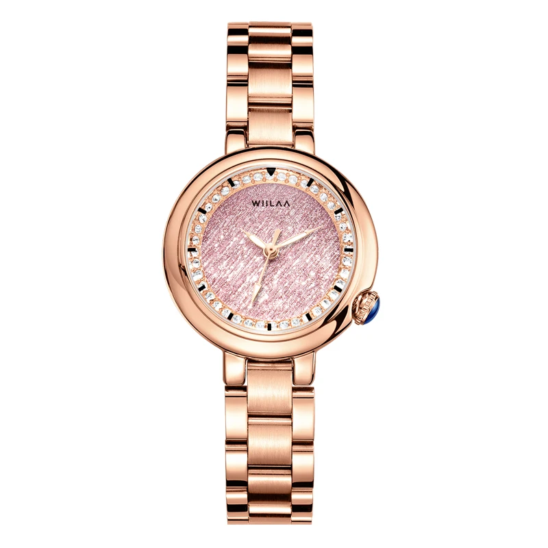WIILAA Women Luxury Crystal Bracelet Watches Top Brand Fashion Temperament Diamond Quartz Ladies Watch Steel Female Wristwatch enlarge