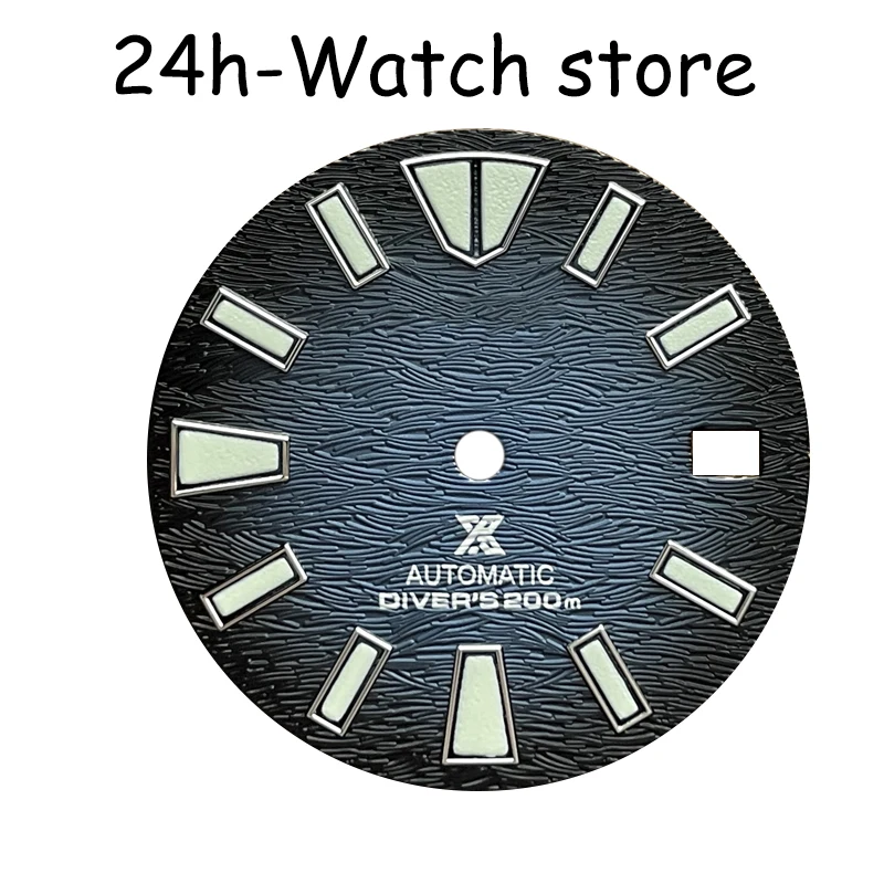 Substitute modified literal abalone dial 28.5mm dark blue literal suitable for nh35 movement surface strong night light enlarge