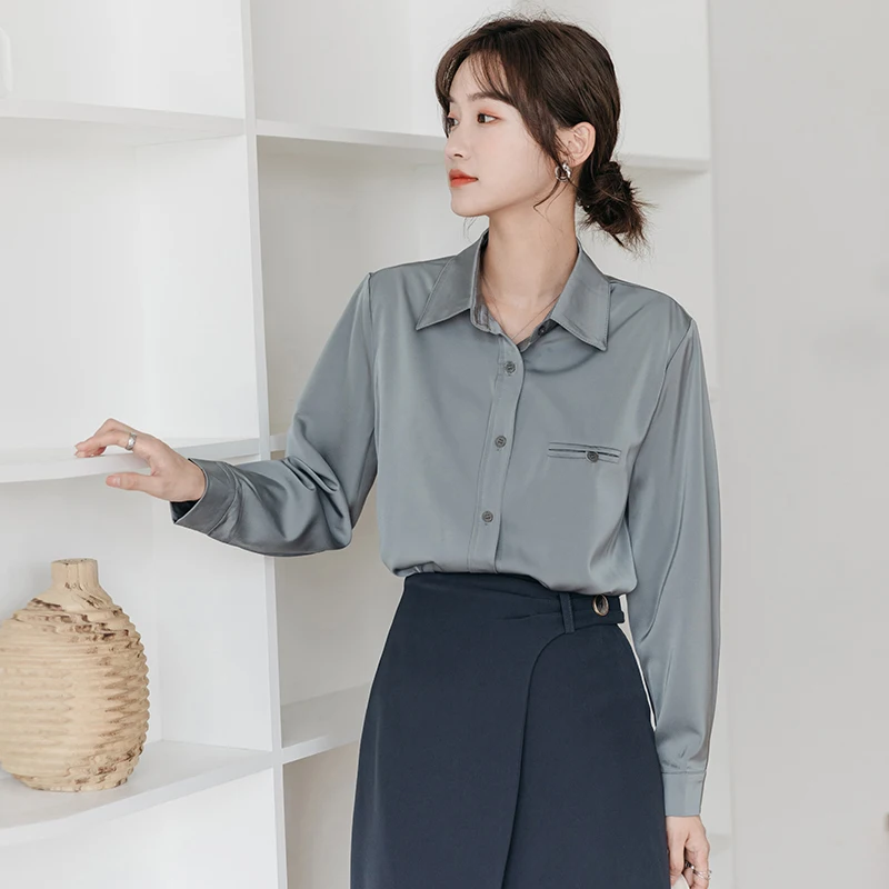 

New Korean Fashion Lady Shirts Blouses Casual Women Tops Female Woman Button Up Shirt Girls Long Sleeve Blouse BVy9597
