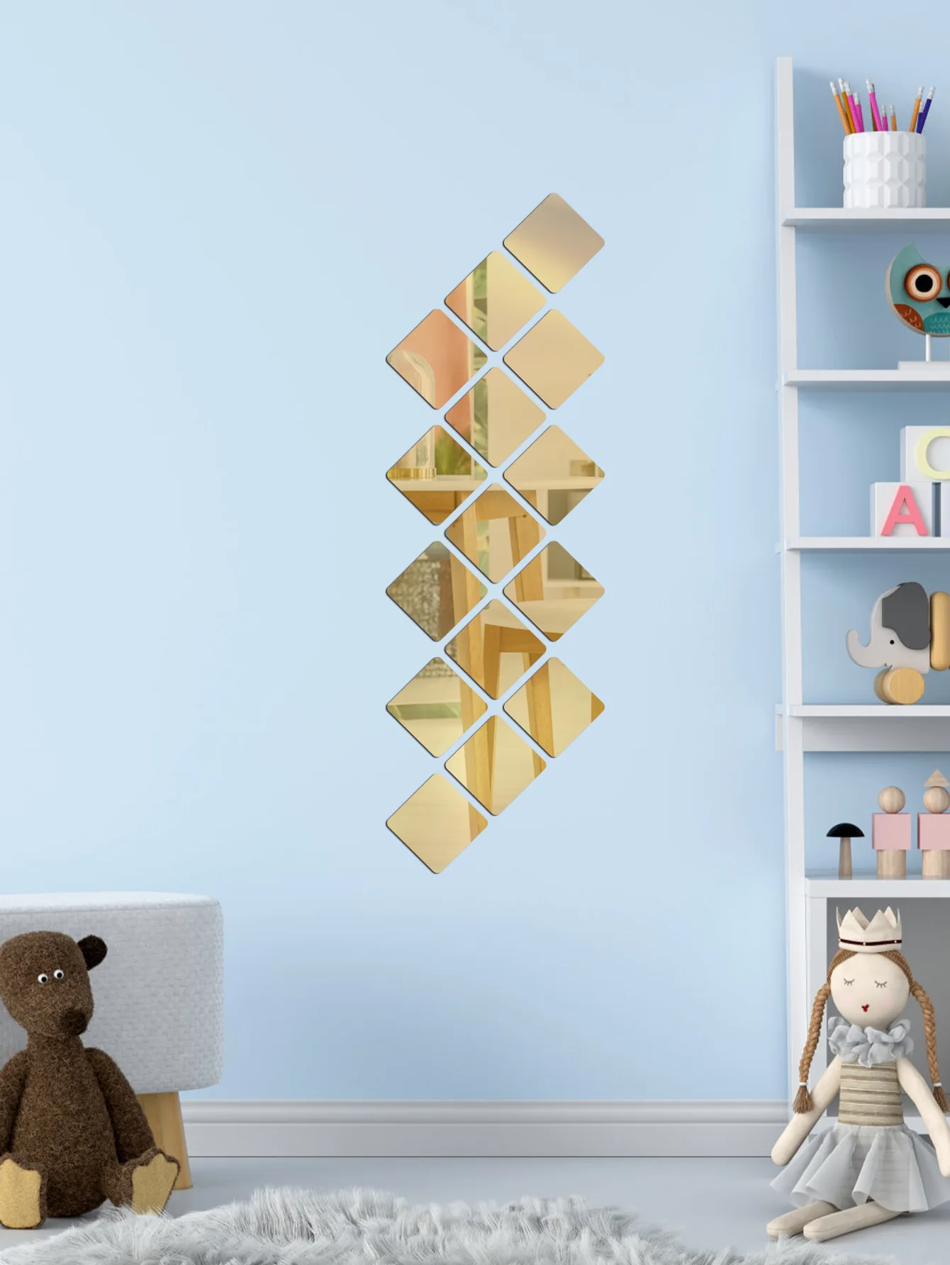 Квадратные комбинированные зеркальные настенные стикеры 15*15 см, настенные Стикеры для детской комнаты, для спальни, шкафа, аксессуары для ванной комнаты