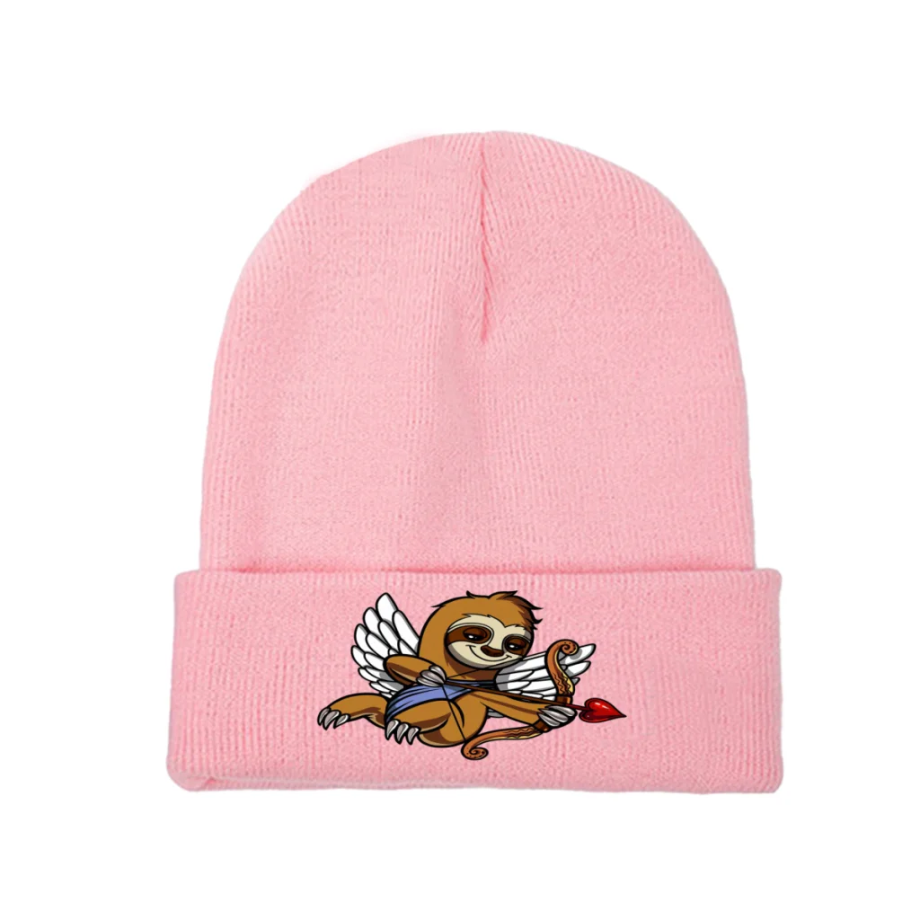 

Sloth Cupid Folivora Cute Funny Like Animals Knitting Beanie Caps Skullies Beanies Ski Caps Soft Bonnet Hats Winter Warm