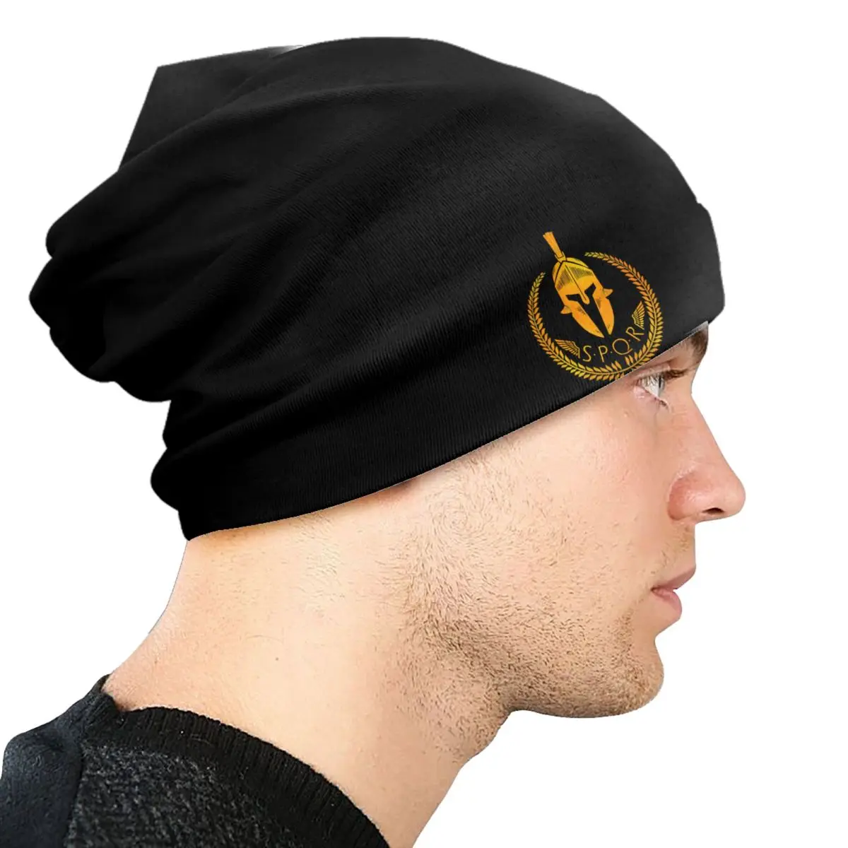 Шапки-бини SPQR Roman Empire Skullies на заказ крутые зимние теплые мужские и женские вязаные