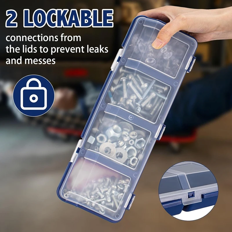 6 Pack Screw Organizer Box With Lids 4 Compartments Tool Bin Divider Compartment Containers Sorting Toolbox Case