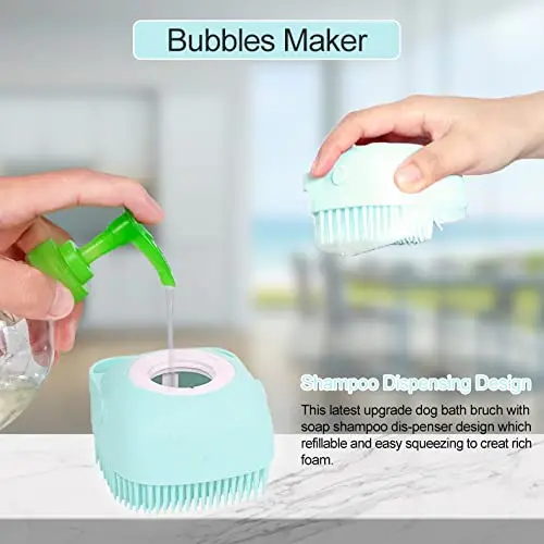 

2PCS Dog Bath Brush Soft Silicone Pet Shampoo Massage Dispenser Grooming Shower Brush for Long Haired Dogs and Cats Washing