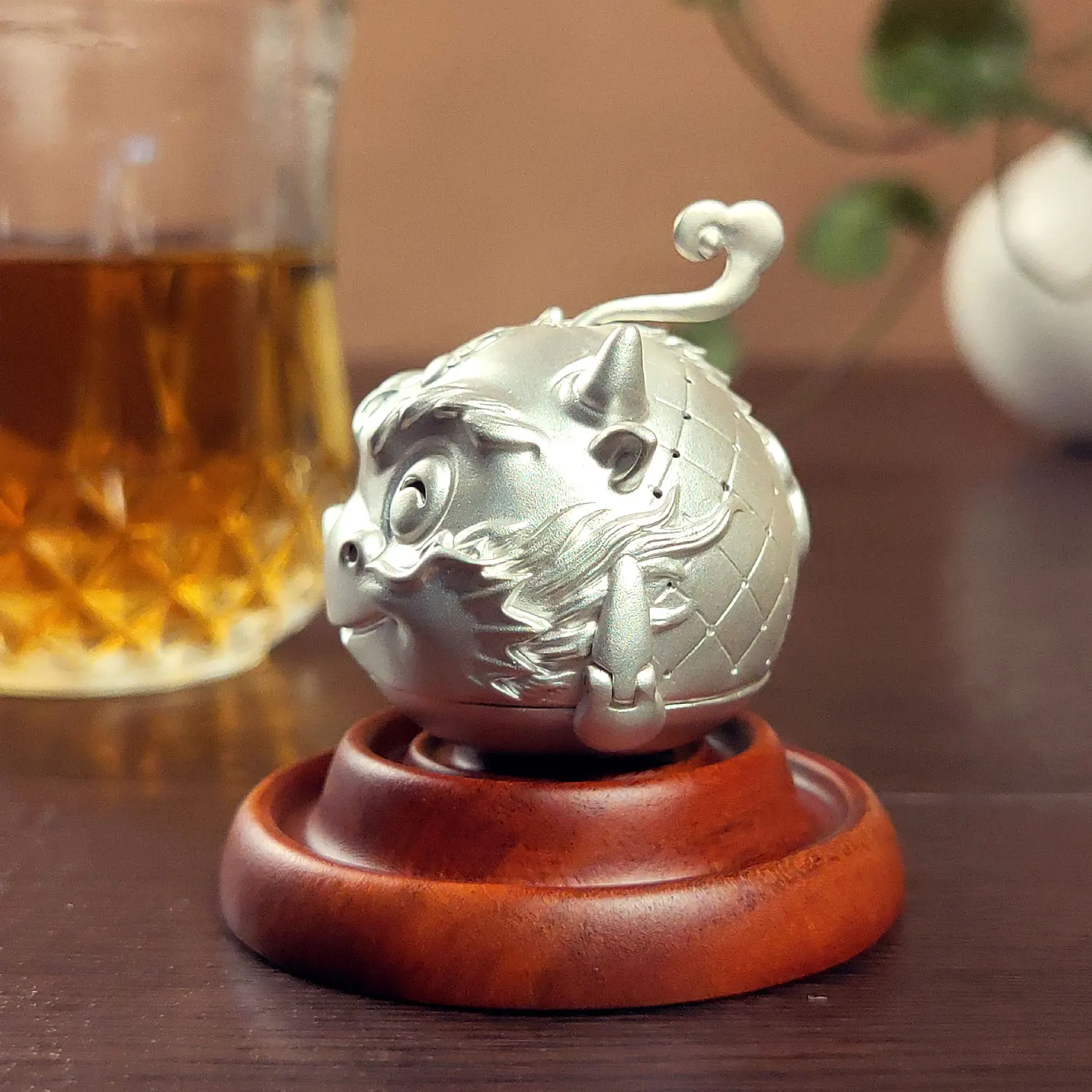 Cute Dragon Zodiac Tea Filter Leak Sterling Silver 999 Kung Fu Tea Bubble Ball Office Portable Reusable Teapet Teaset Gifts