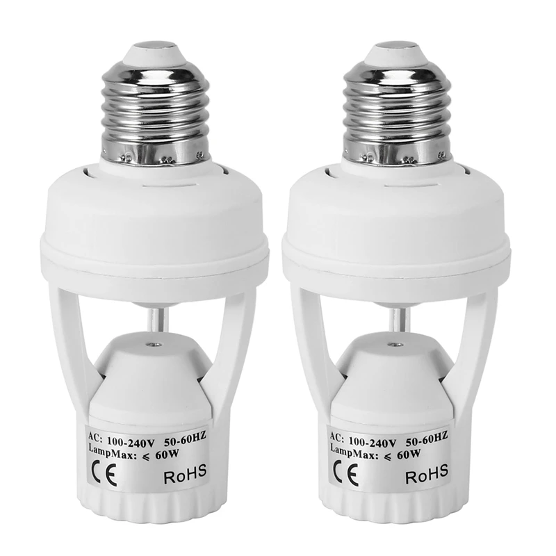 

2X AC 110-220V 360 Degrees Pir Induction Motion Sensor IR Infrared Human E27 Plug Socket Switch Base LED Bulb Holder