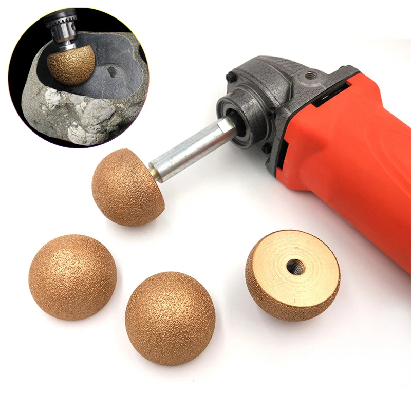 2-4pcs Diamond Brazed Round Grinding Head Abrasive Tools For Internal Arc Grinding Of Stones Engraving Tool Heads Mushroom Heads