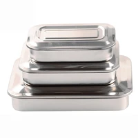 304 thick stainless steel sterilization tray box square plate without hole cover dental surgical instruments