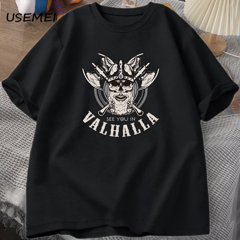 

See You In Valhalla Vikings T Shirt Men Casual Cotton Short Sleeve Tee Shirt Female Clothing Summer Graphic T Shirts Oversized